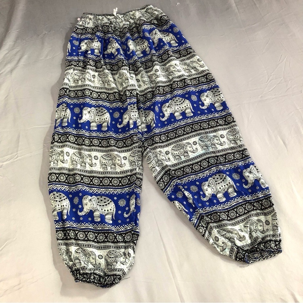 Harem Pants Hippie Festival Boho Size M Elephant Pattern Bohemian Beach Coastal